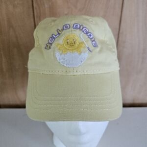 Vintage Hello Birdie Signatures Toddler Golf Hat In Yellow Elastic Back
